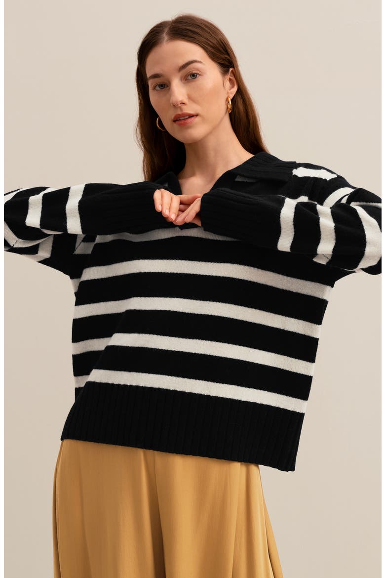 The Gilly Stripe Sweater, Alternate, color, Black