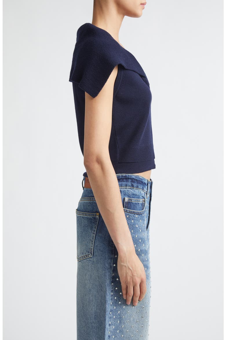 Crop Sailor Collar Merino Wool Sweater, Alternate, color, MIDNIGHT