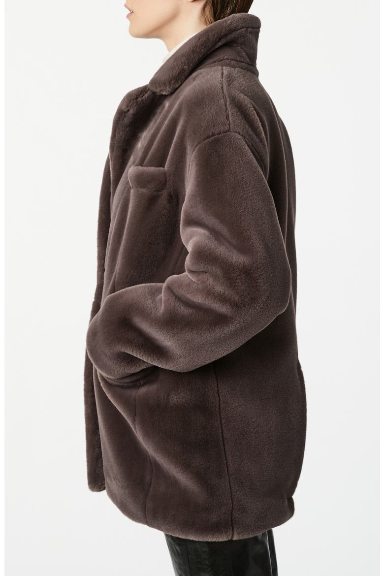 Faux Fur Coat, Alternate, color, GREY