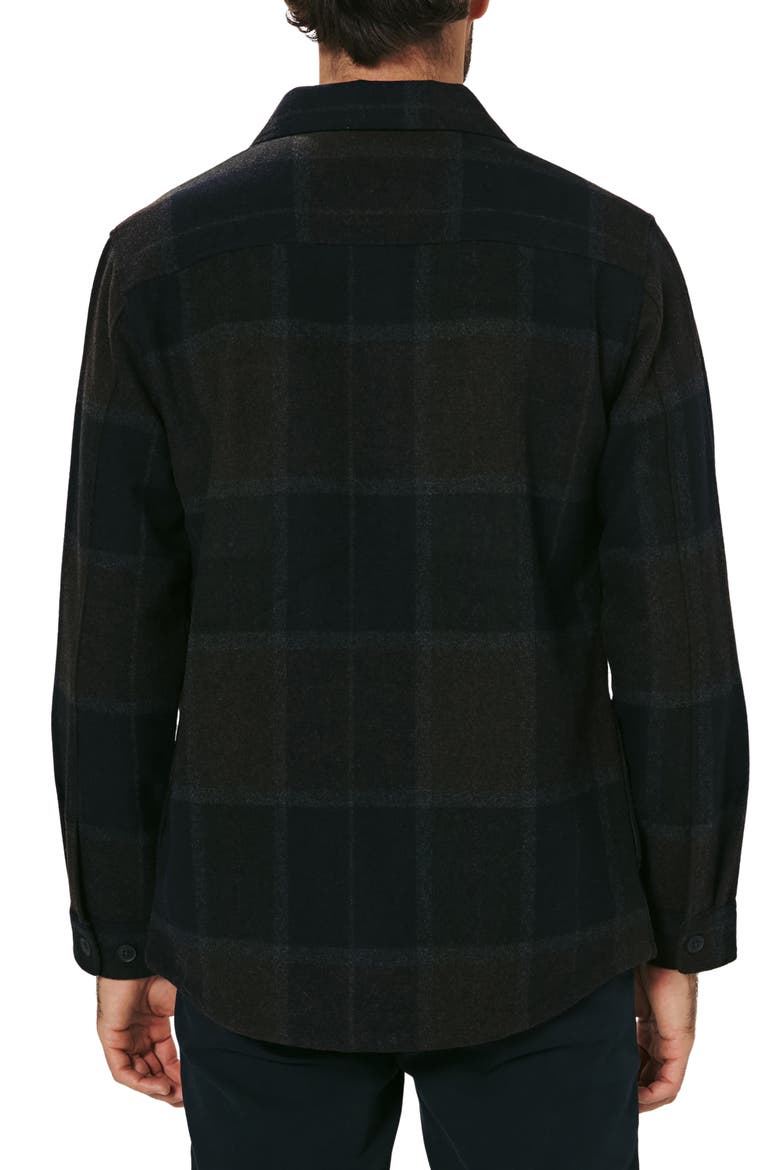Windowpane Check Wool Blend Button-Up Overshirt, Alternate, color, INDIGO