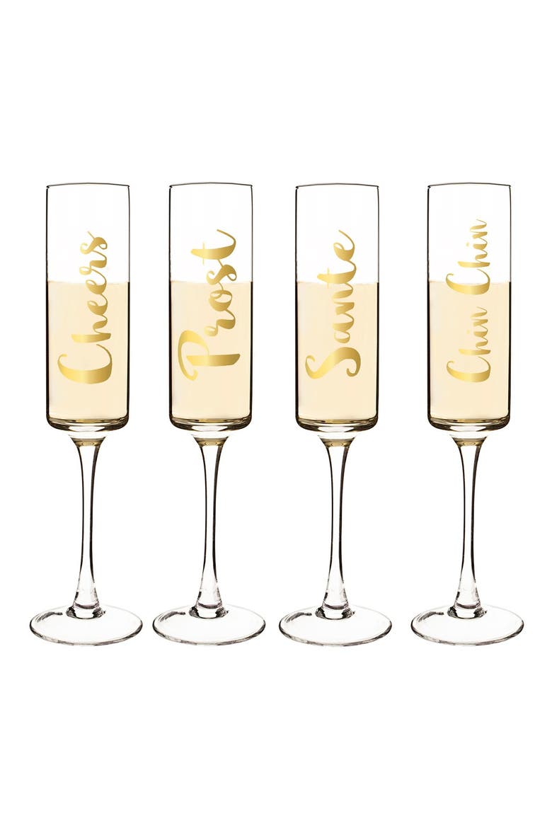 'Cheers' Champagne Flutes, Main, color, GOLD