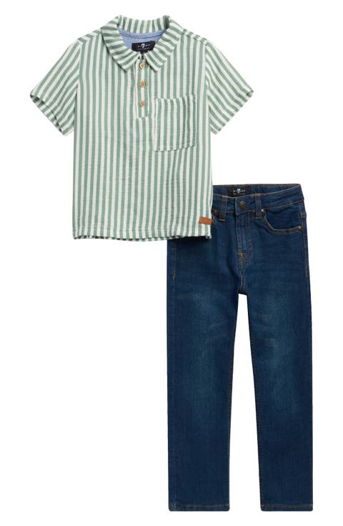 Kids' Stripe Polo & Jeans Set