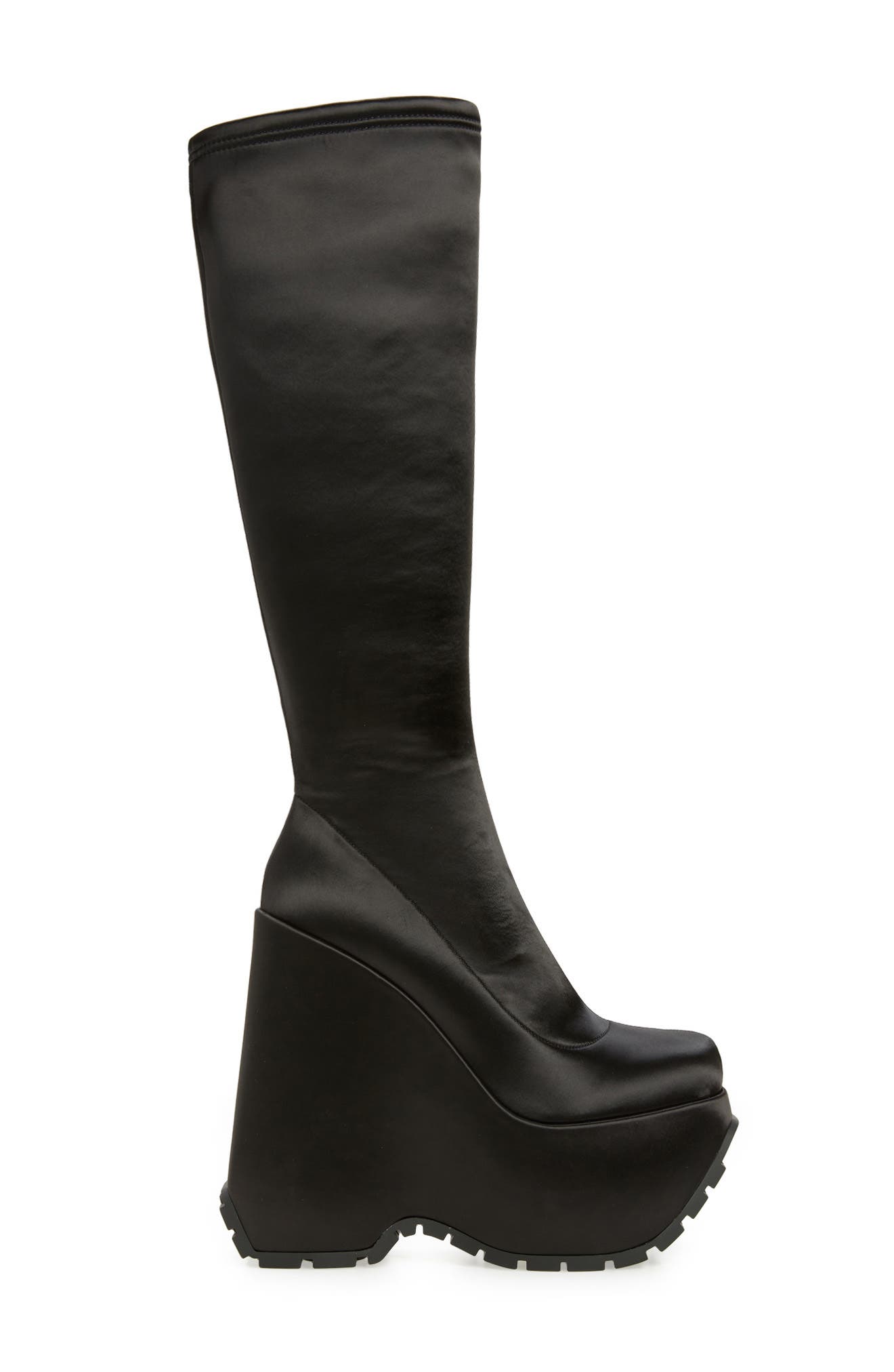 Versace Triplatform Knee High Platform Wedge Boot, Alternate, color, 