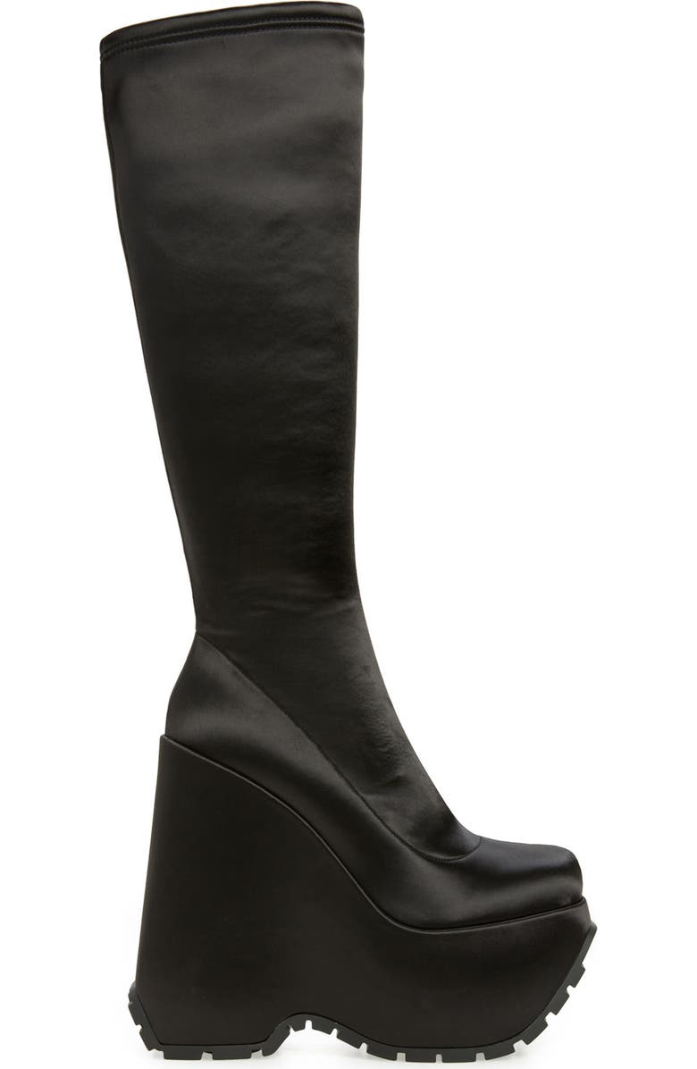 Versace Triplatform Knee High Platform Wedge Boot, Alternate, color,