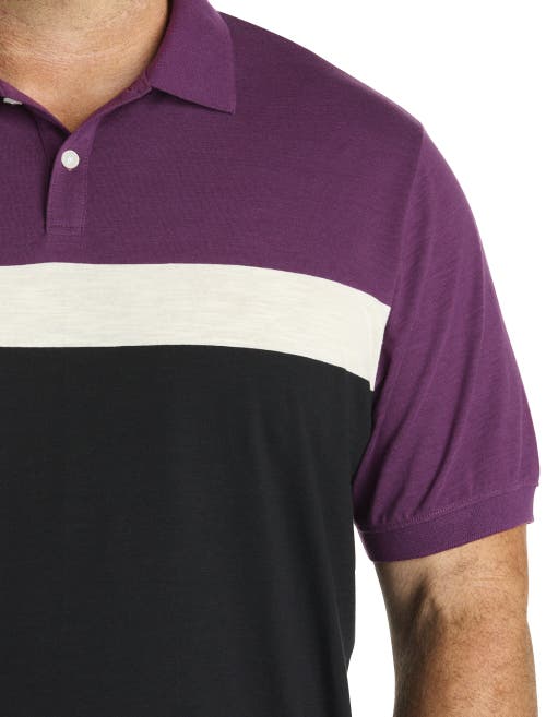 Harbor Bay By Dxl Big & Tall Chest-striped Polo Shirt In Multi