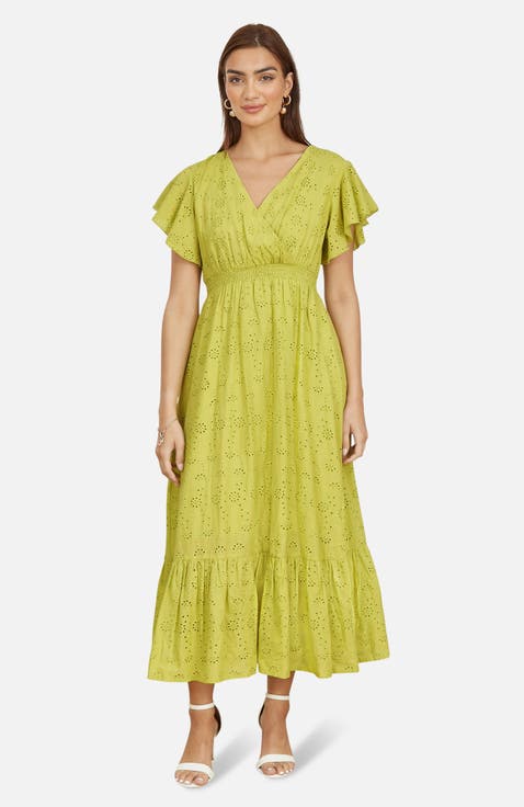 Cotton Broderie Anglaise Wrap Midi Dress