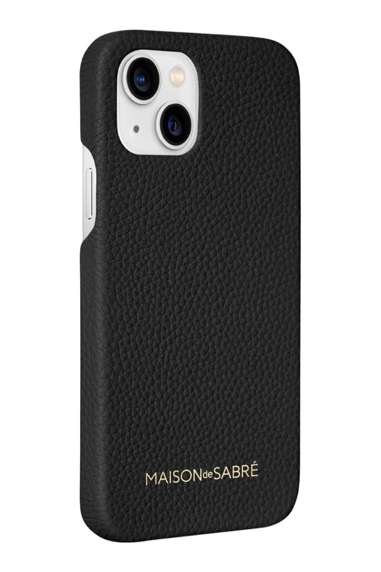 Leather Phone Case, Alternate, color, Black Caviar