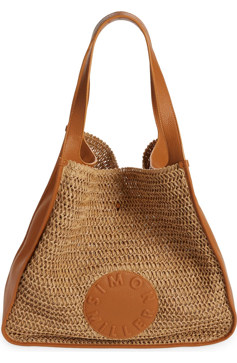 Simon Miller Banyan Leather & Paper Straw Tote Bag, Main, color,