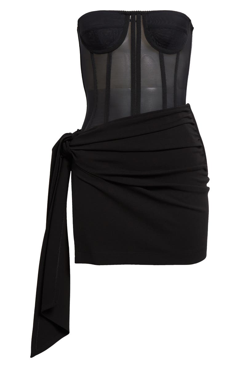 Dolce&Gabbana Draped Skirt Strapless Corset Dress, Alternate, color, 