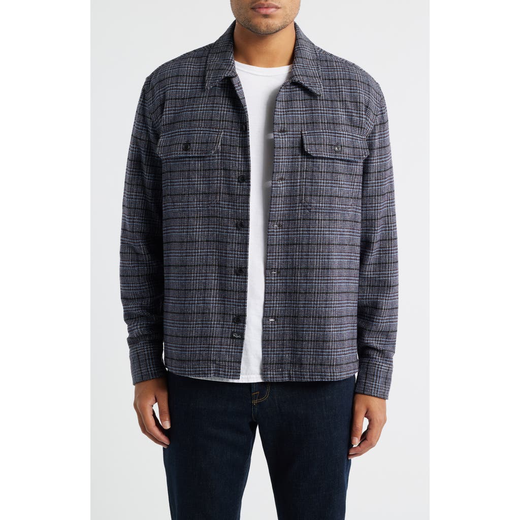 Rails Stellan Glen Check Textured Cotton Button-up Jacket In Blue