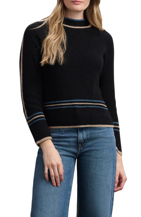 Tipped Rib Mock Neck Sweater