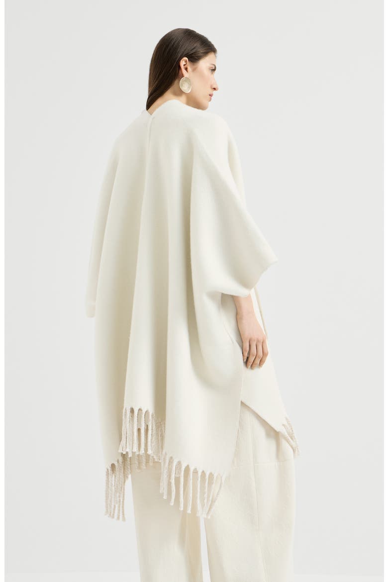 Wool and cashmere double knit reversible poncho, Alternate, color, Panama