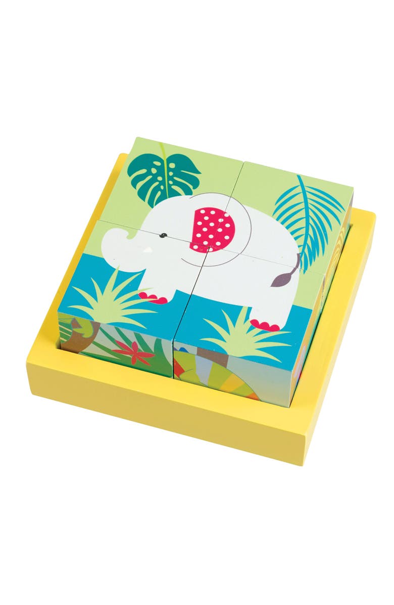 ORANGE TREE TOYS Jungle Animals Four Blocks Puzzle, Wooden, Toddlers & Kids, Alternate, color, Multicolored