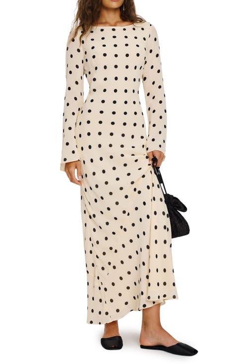 Esra Polka Dot Long Sleeve Maxi Dress