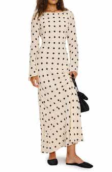 Esra Polka Dot Long Sleeve Maxi Dress