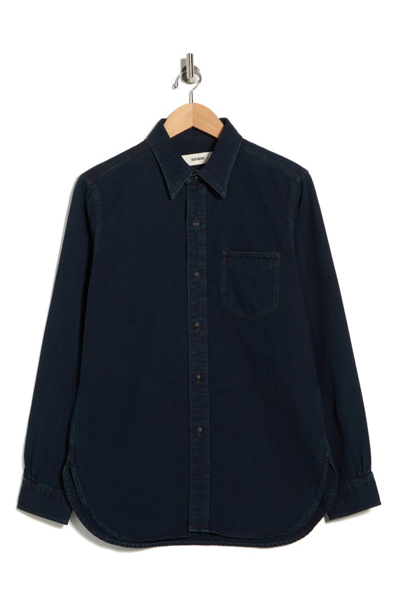 BUCK MASON Sateen Button-Up Shirt, Main, color, Indigo