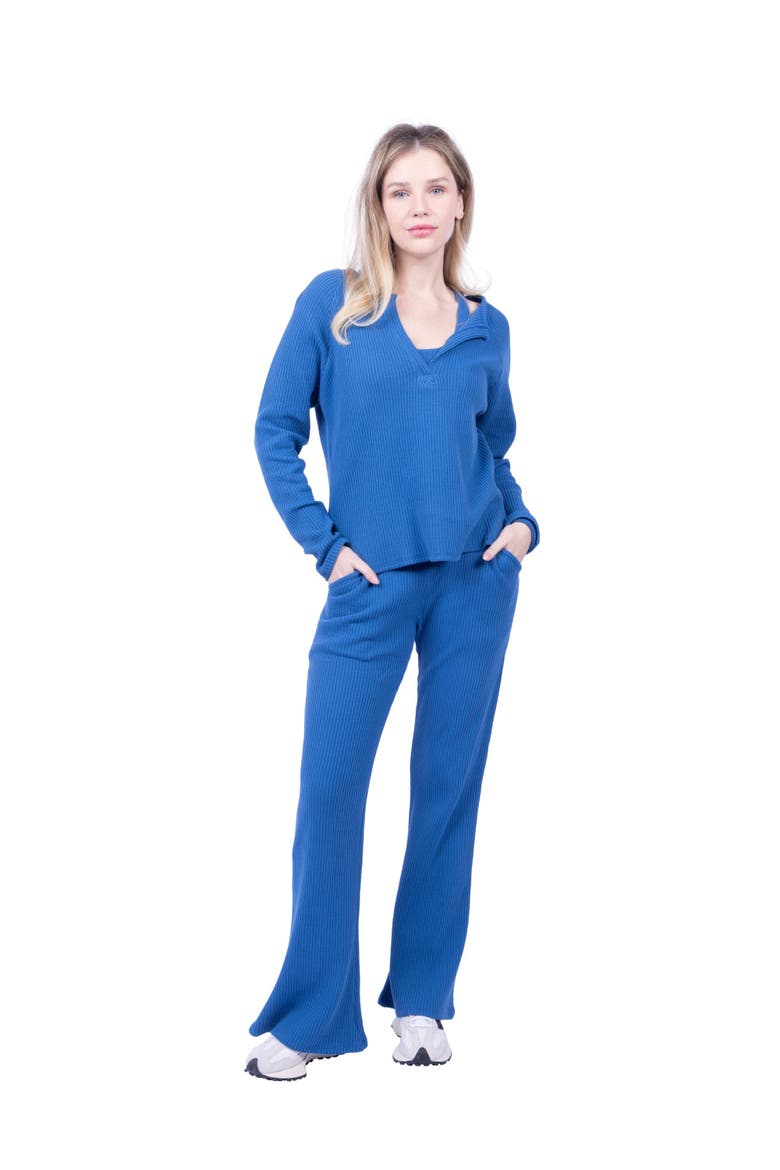 Jules Waffle Knit Organic Cotton V-Neck Pullover, Alternate, color, Iced Coffee