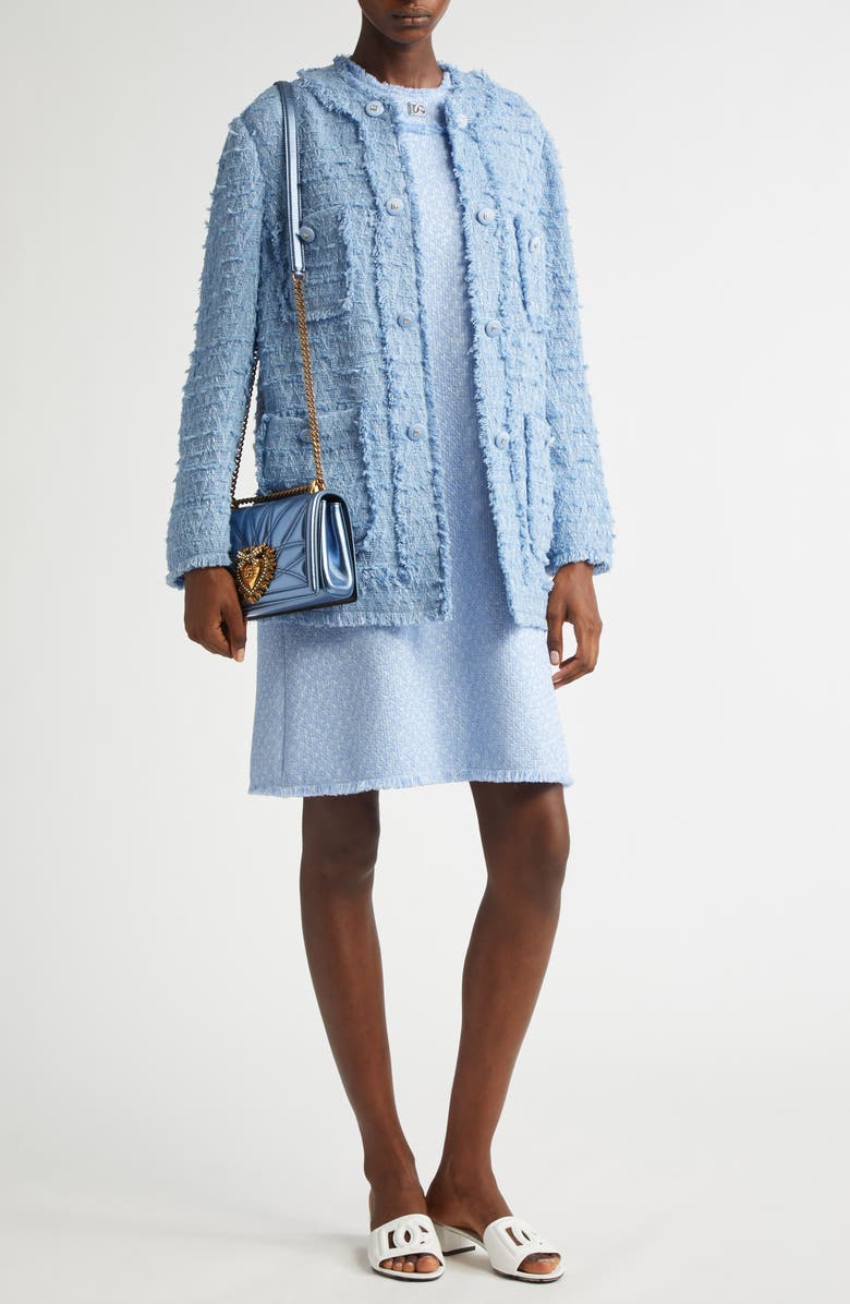 Dolce&Gabbana Rachel Tweed Shift Dress, Alternate, color, F3981 Glicine Viola Chiari