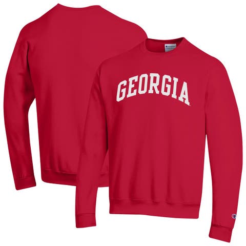 Men's Champion  Red Georgia Bulldogs Basic Arch Fleece Pullover Sweatshirt
