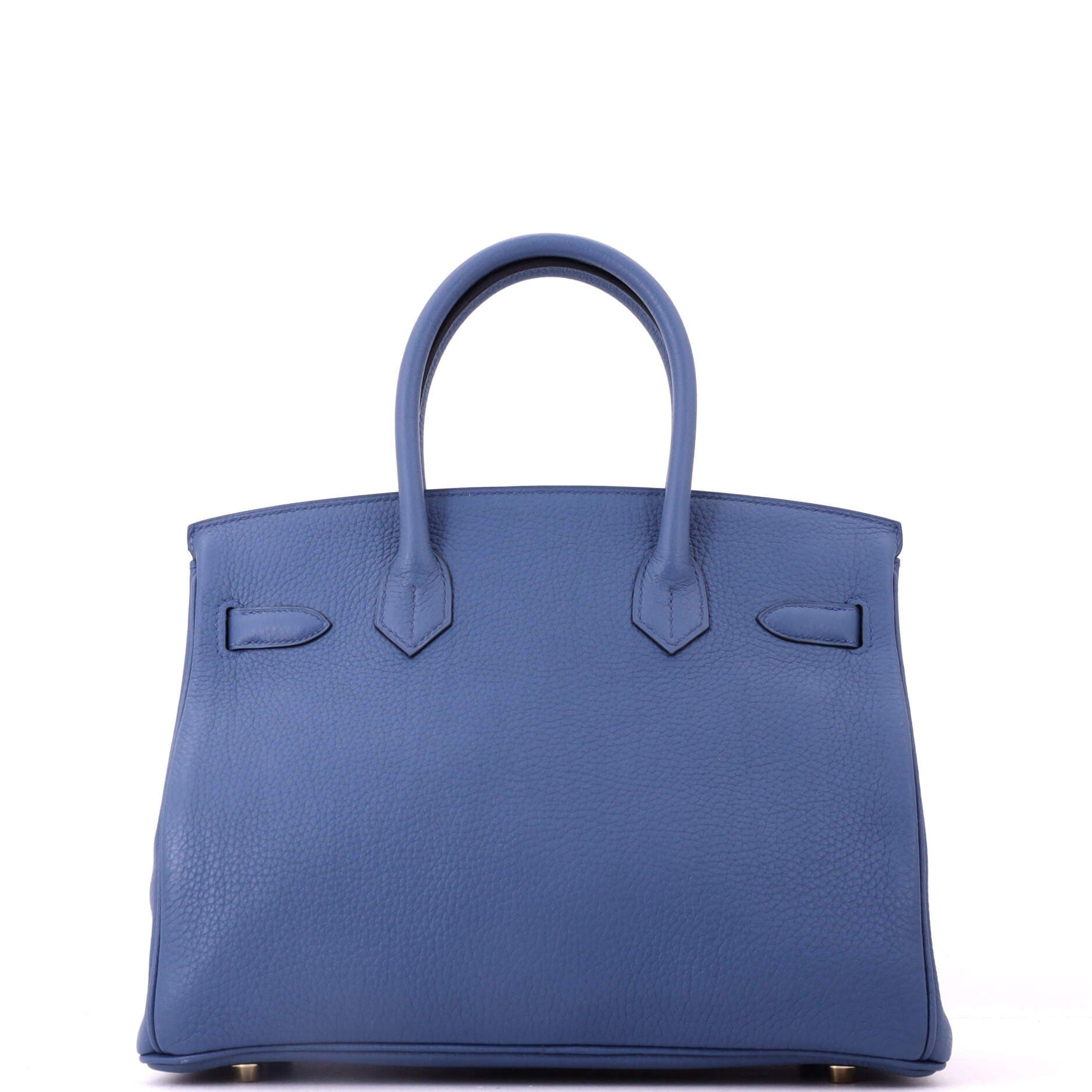 Pre-Owned Hermes Birkin Handbag Blue Clemence with Gold Hardware 30, Alternate, color, 