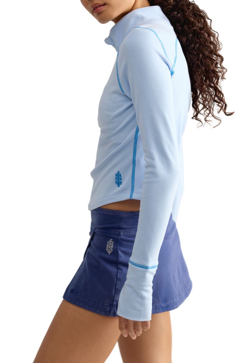 Retro Rider Half Zip Performance Top, Alternate, color, PERI BLUE