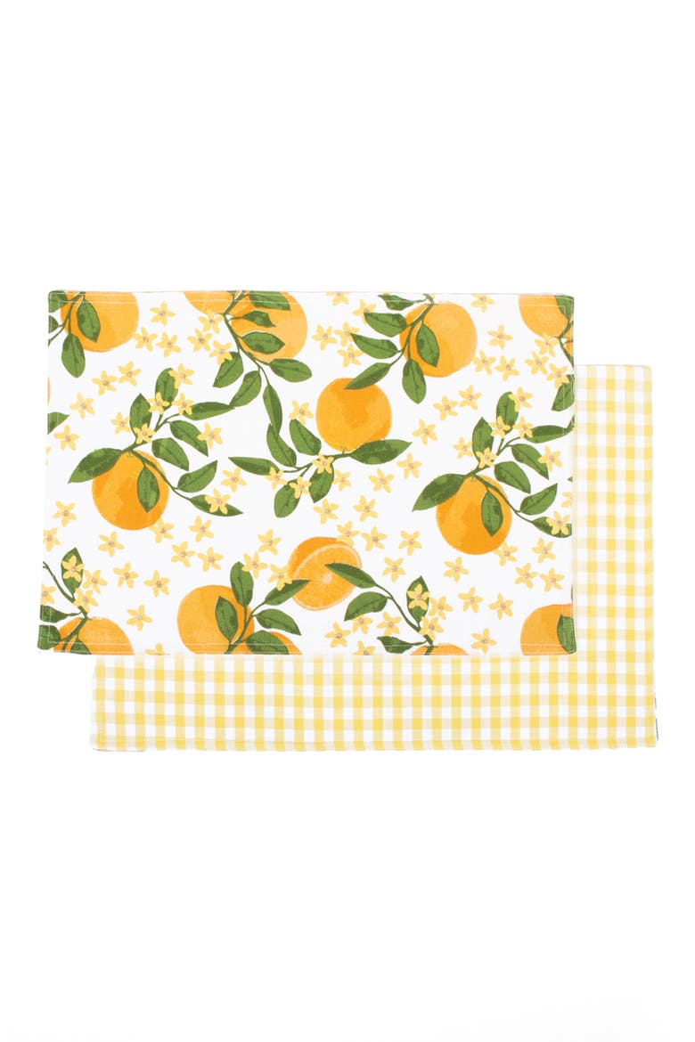 Set of 4 Reversible Cotton Placemats, Main, color, MULTI