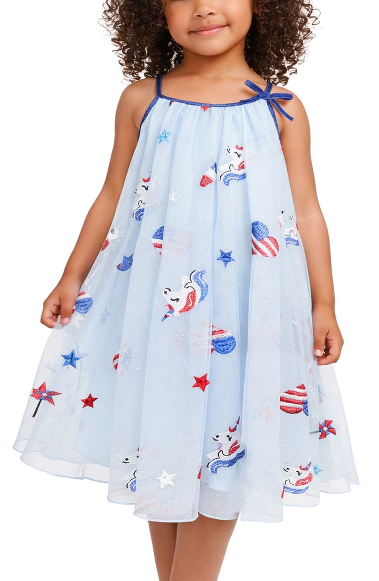 Zunie Kids' Embroidered Fourth of July Dress, Alternate, color,