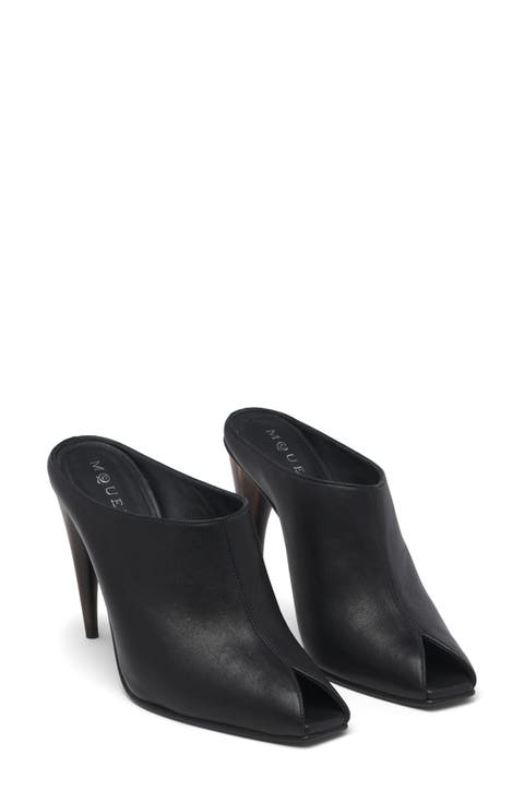 Horn Shaped Heel Peep Toe Mule (Women)