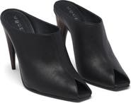 McQueen Horn Shaped Heel Peep Toe Mule