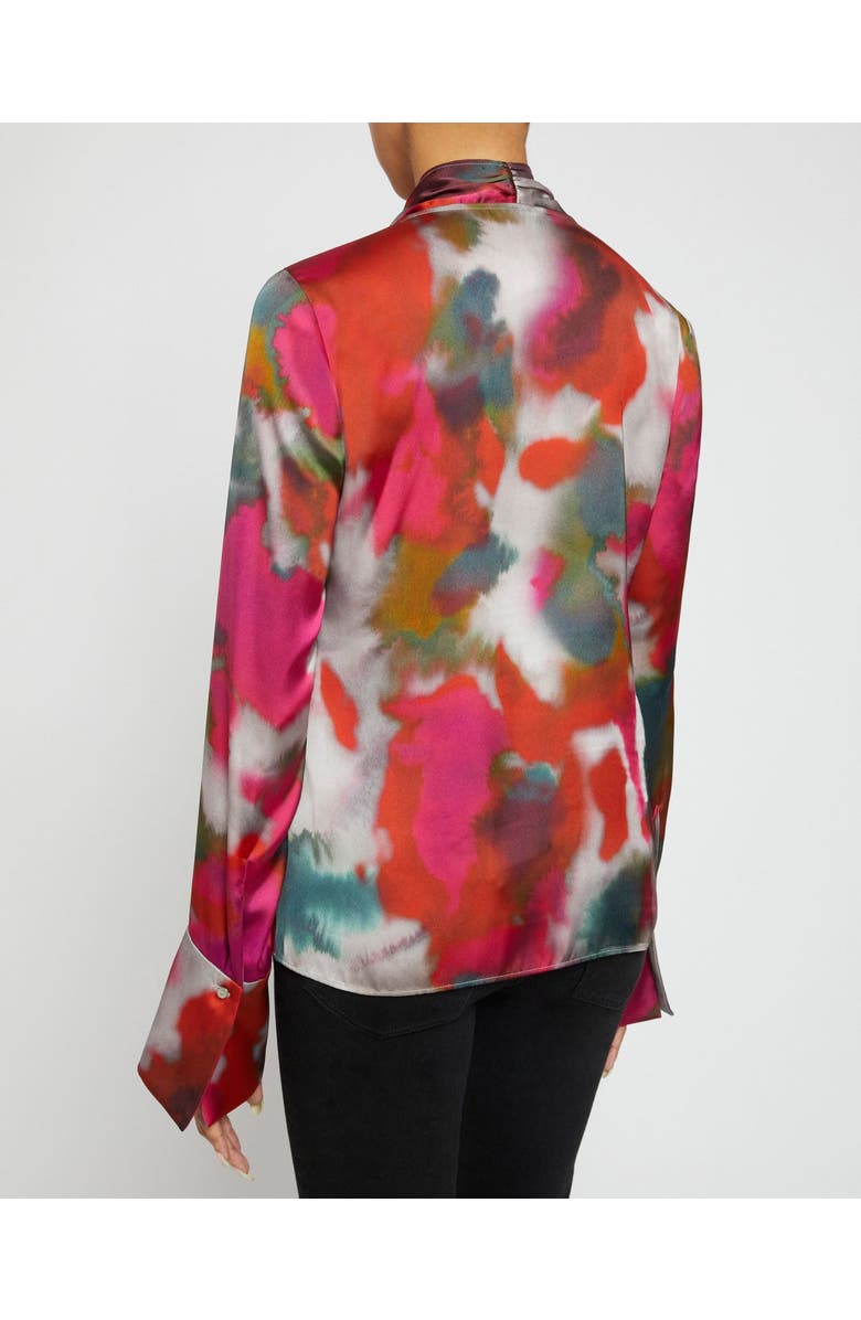 Santorelli AMANDA Long Sleeve Print Blouse with Drop Neck Tie, Alternate, color,