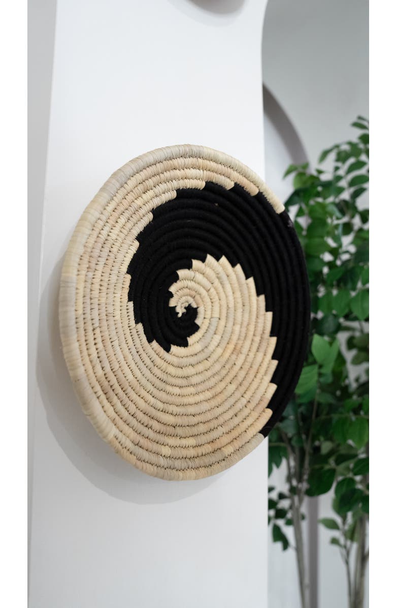 Wicker Village Wall Basket Black Swirl, Alternate, color, Small
