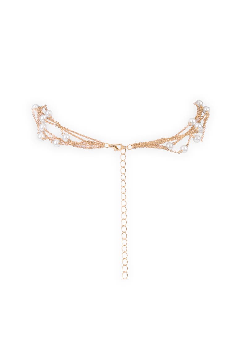 Layered Faux Pearl Chain Necklace, Alternate, color, GOLD