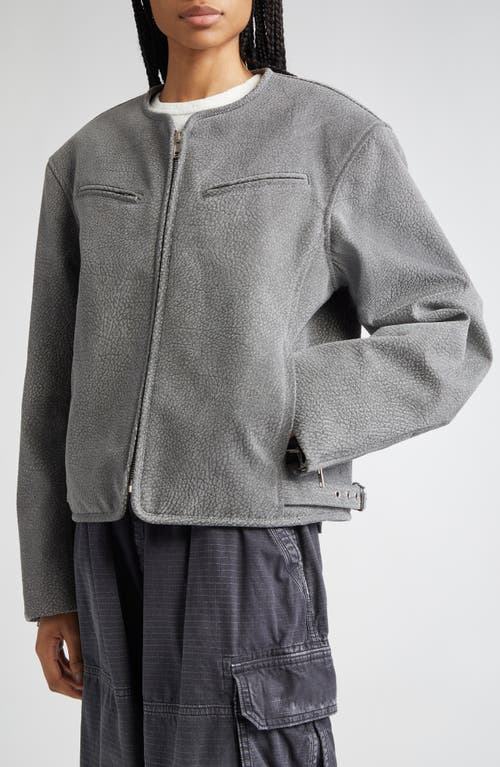 Alexander Wang Oversized Boxy Moto Jacket In Grey