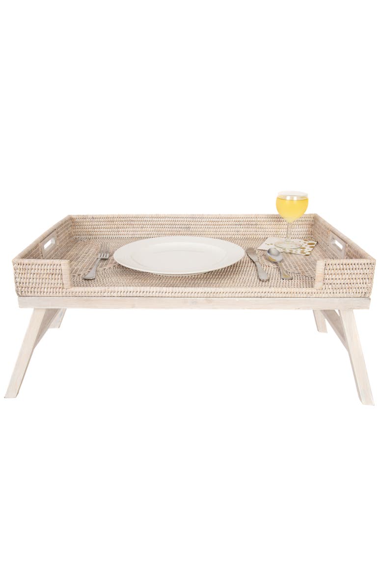 Artifacts Rattan Breakfast Tray/Table, Alternate, color, White Wash