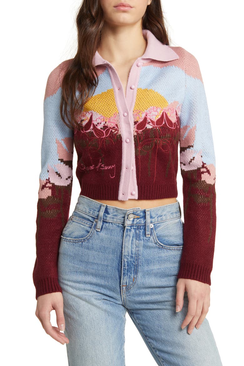 Garden of Eden Tripper Intarsia Cardigan, Main, color, MULTI