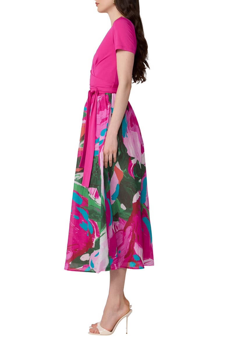 Diane von Furstenberg Elena Abstract Print Wrap Bodice Midi Dress, Alternate, color, Provence Giant Gossip Pink