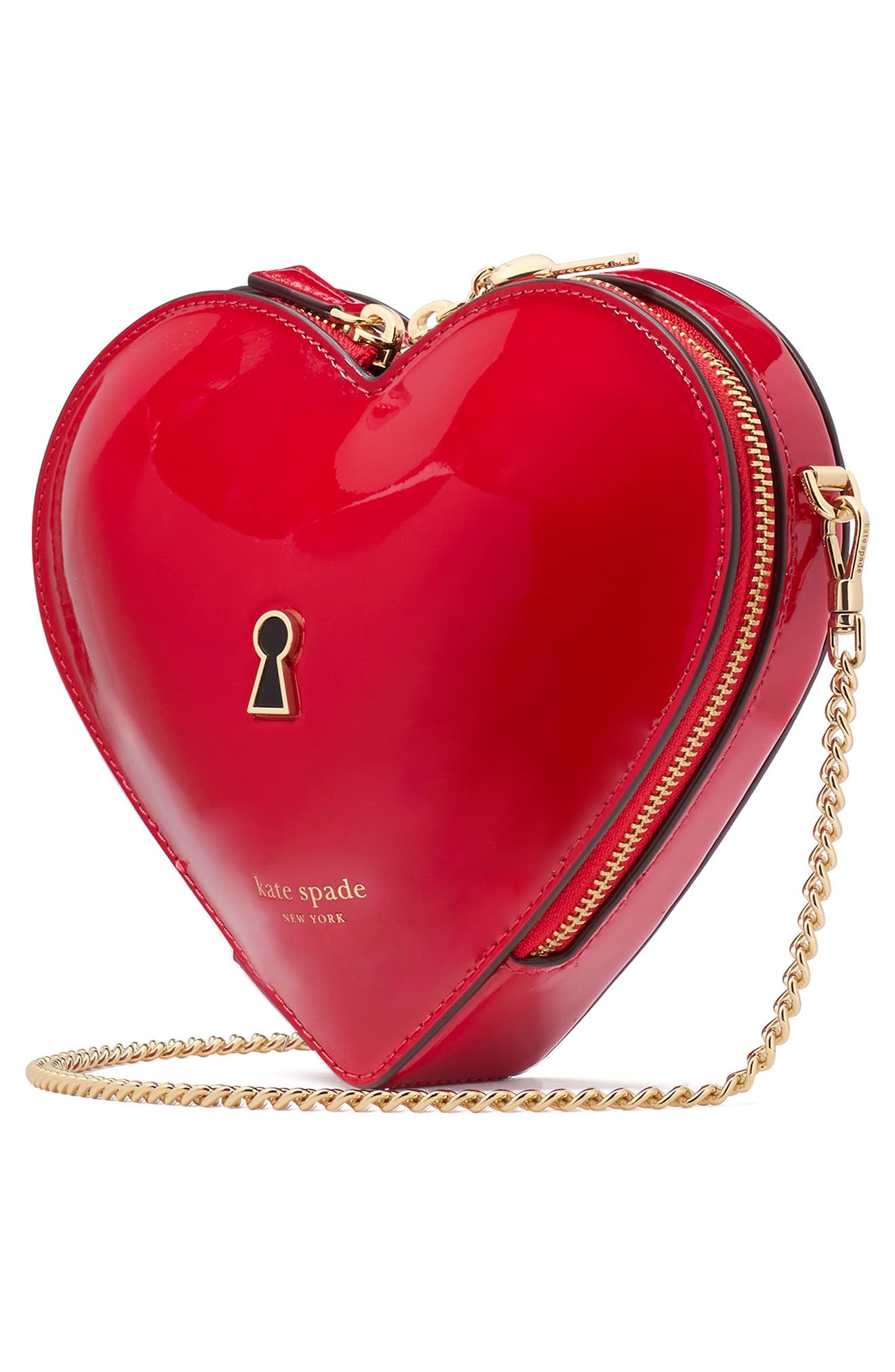 Kate Spade New York key to my heart patent leather crossbody bag, Alternate, color, 
