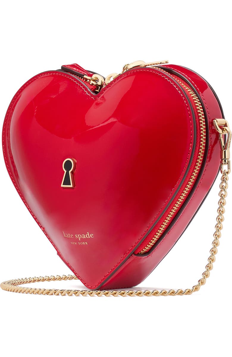 Kate Spade New York key to my heart patent leather crossbody bag, Alternate, color,