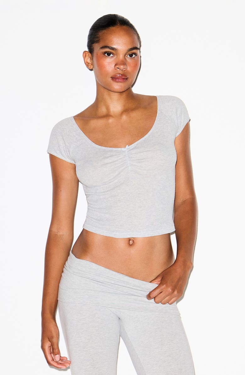 SKIMS Foldover Capri Leggings, Alternate, color, Light Heather Grey