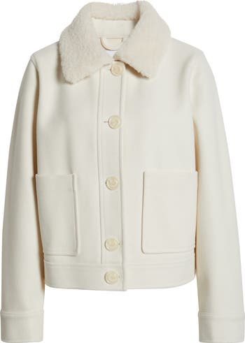 Sam Edelman Crop Jacket with Faux Shearling Collar | Nordstrom