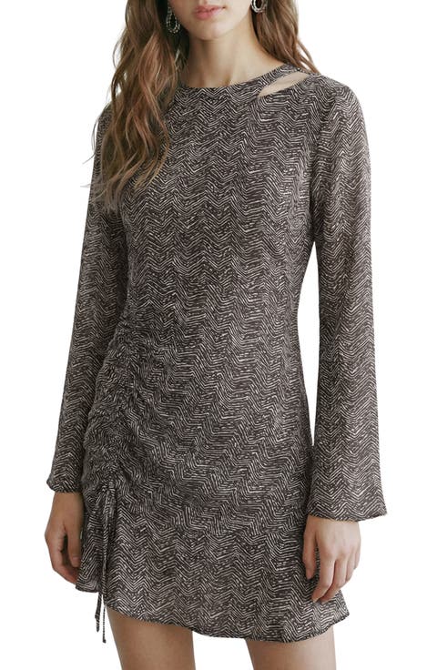 Print Long Sleeve Minidress