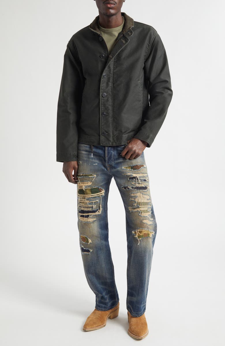 Double RL Relaxed Fit Ripped & Repaired Straight Leg Jeans, Alternate, color, Averie Wash