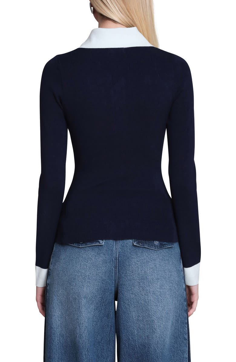 Avec Les Filles Long Sleeve Polo, Alternate, color, Navy Colorblock