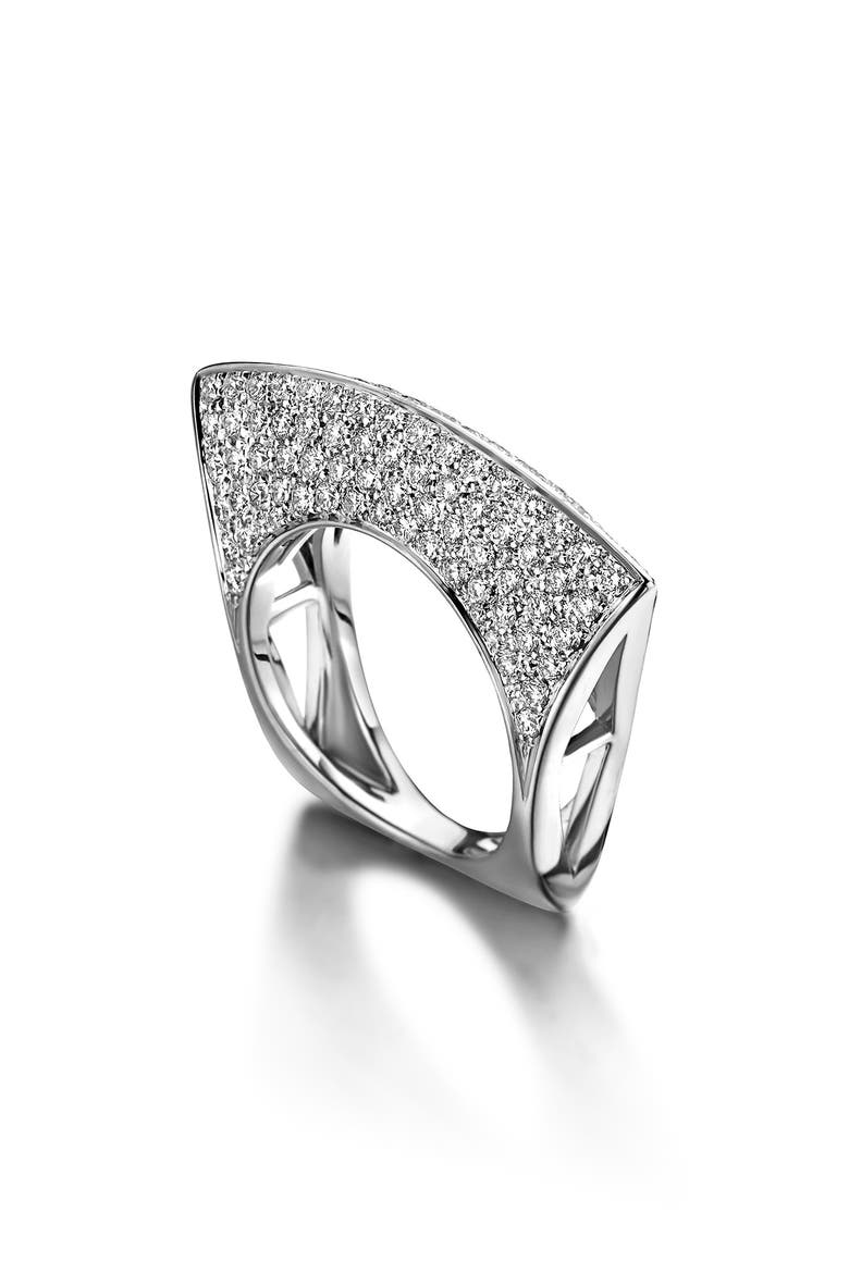 Lotus Diamond Ring, Main, color, WHITE GOLD