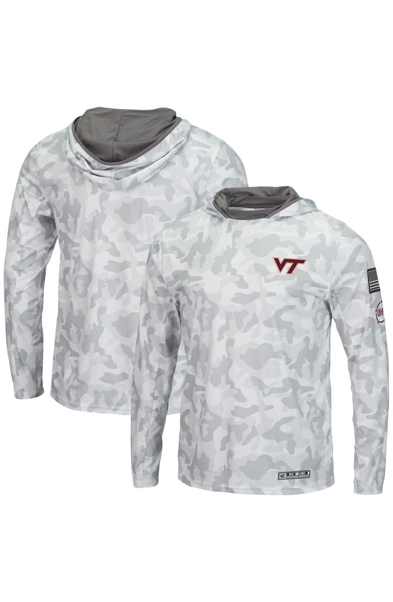COLOSSEUM Men's Colosseum Arctic Camo Virginia Tech Hokies OHT Military Appreciation Long Sleeve Hoodie Top, Main, color, Arctic Camo