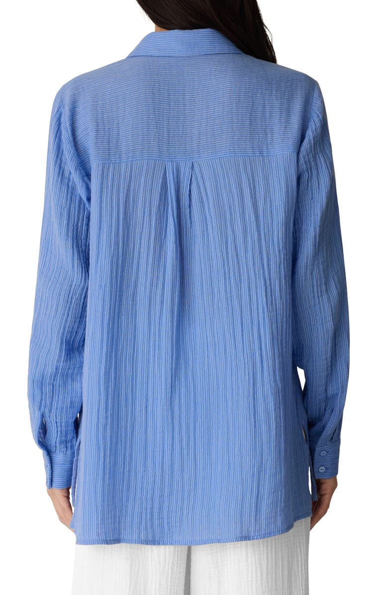 Eileen Fisher Classic Collar Easy Organic Cotton Button-Up Shirt, Alternate, color, Cornflower