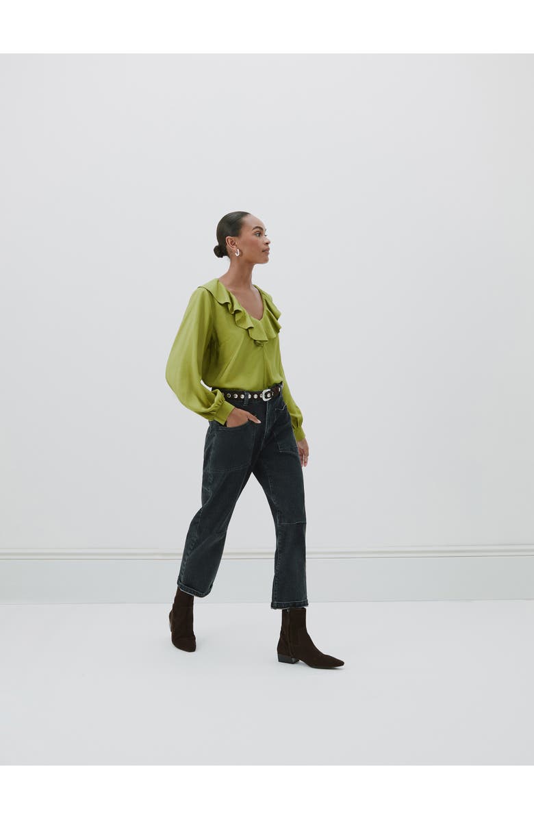 Hush Air Flow Ruffle Blouse, Alternate, color, Olive Green