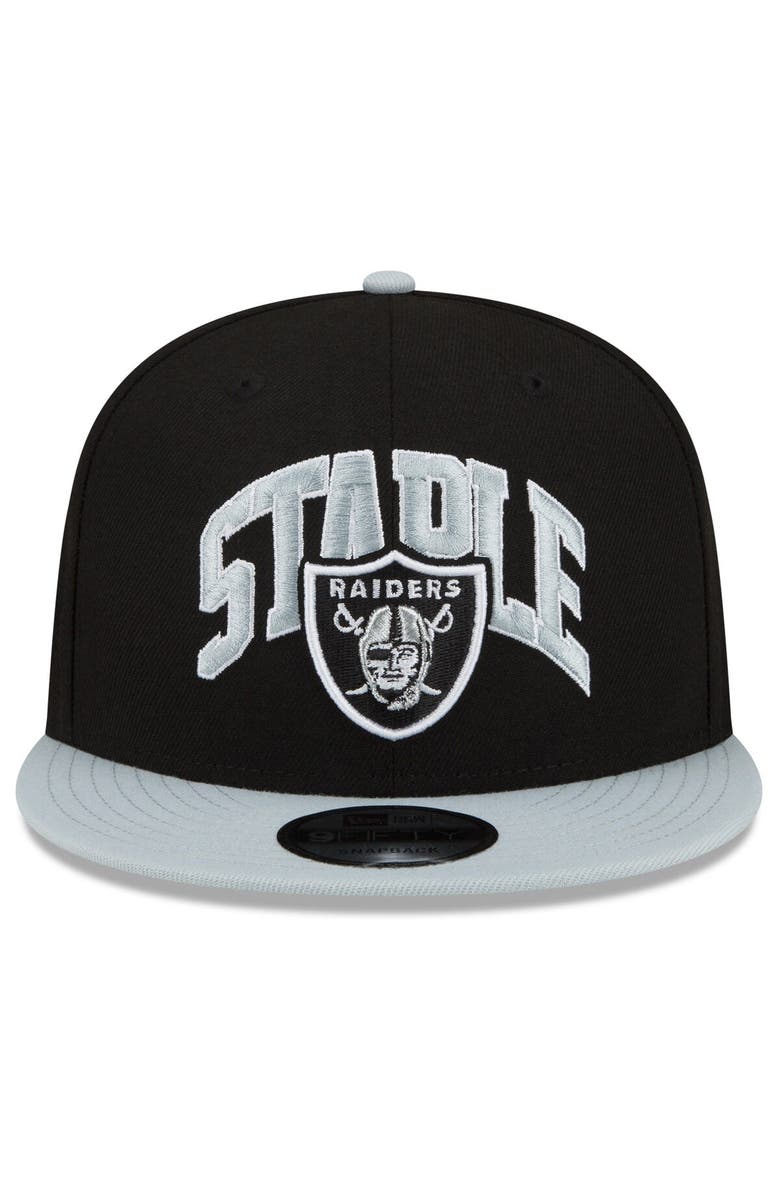 New Era x Staple Men's New Era Black/Gray Las Vegas Raiders NFL x Staple Collection 9FIFTY Snapback Adjustable Hat, Alternate, color,