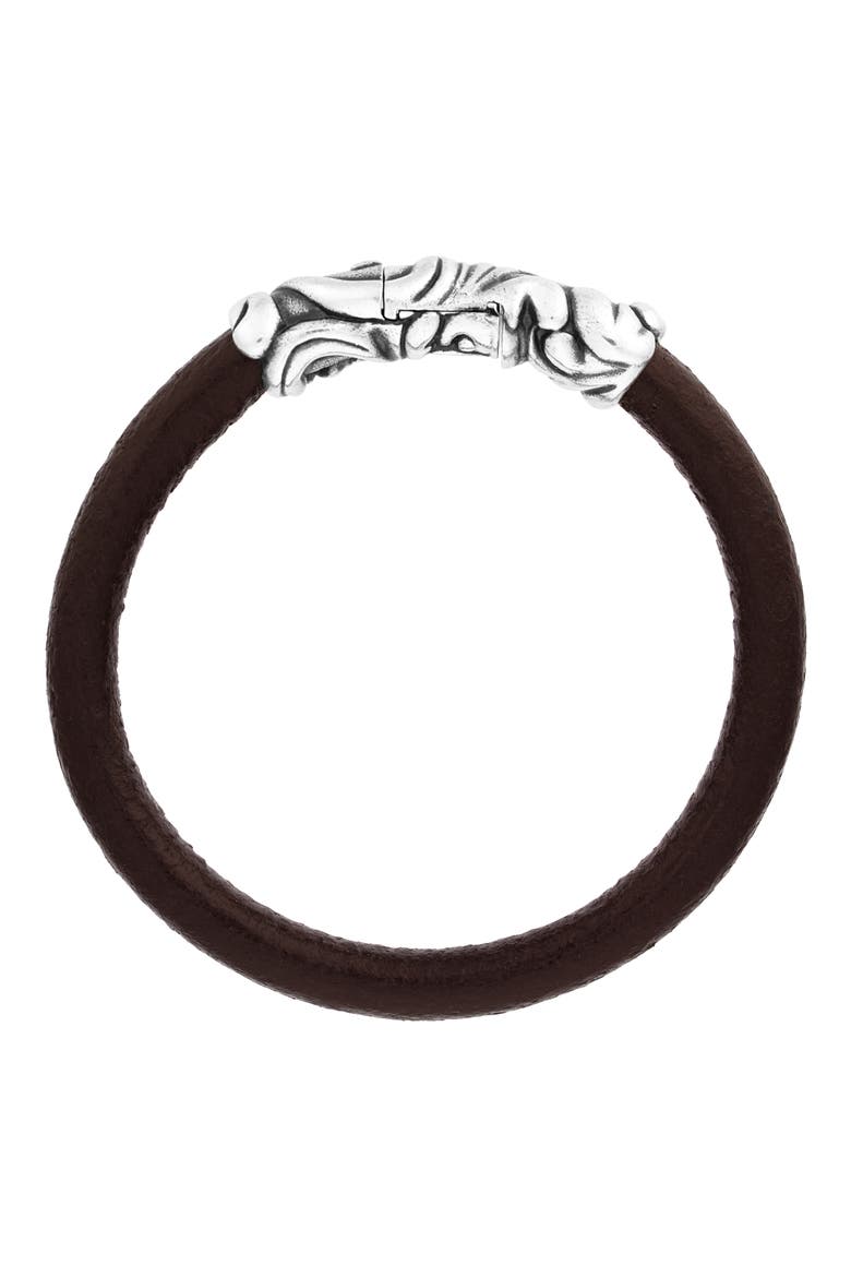 Men's Gothic Leather Bracelet, Alternate, color, SILVER