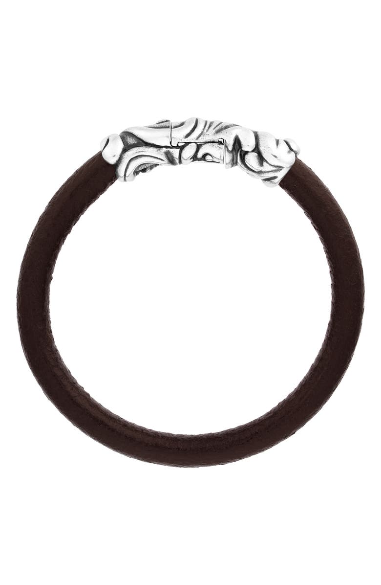 John Varvatos Men's Gothic Leather Bracelet, Alternate, color, Silver